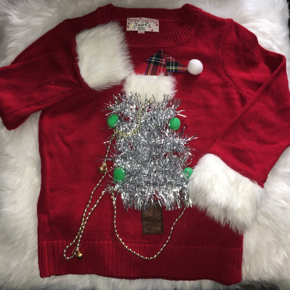 Poof Girl Ugly Xmas Sweater Girls       SZ Small